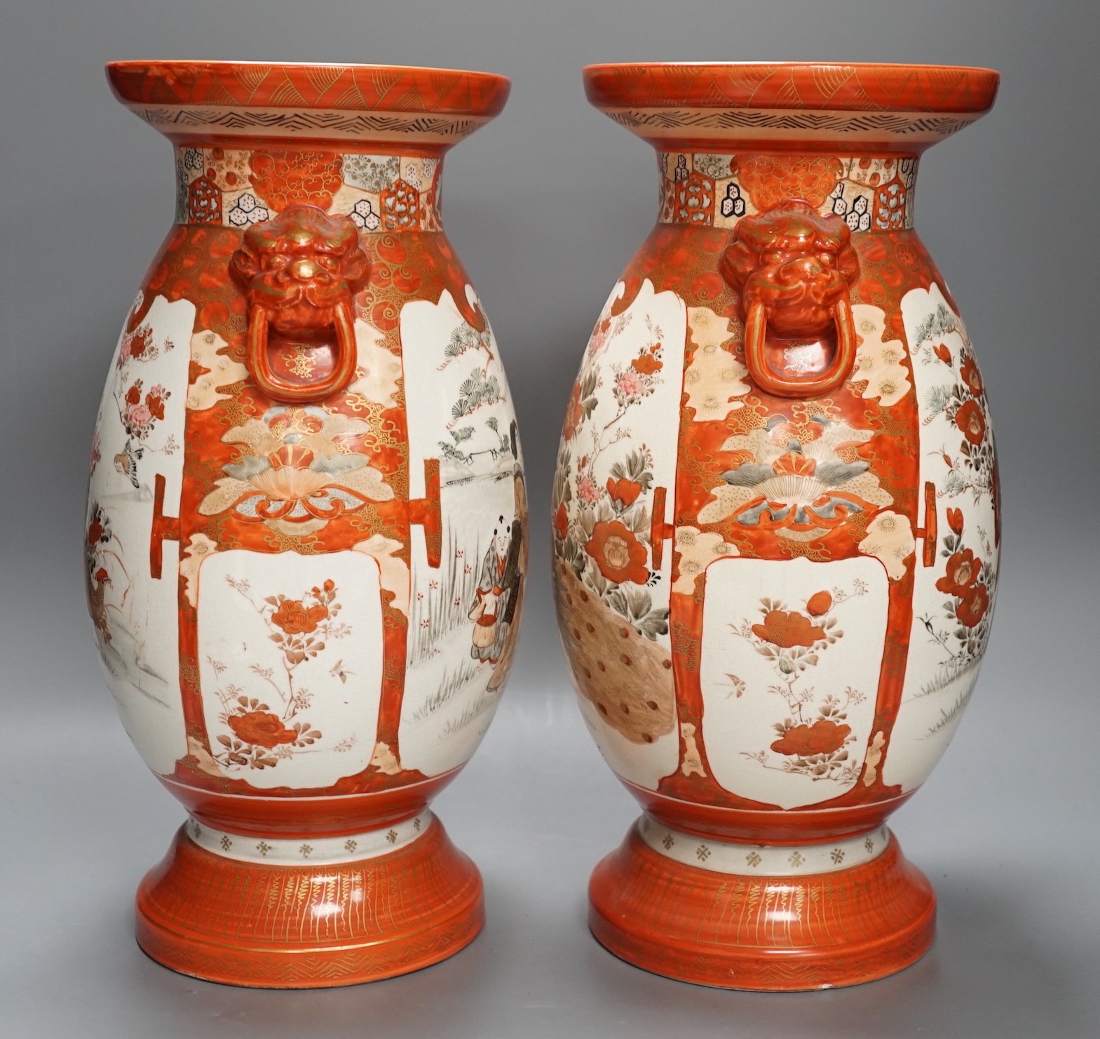 A pair of large Japanese Kutani vases, 36 cms high